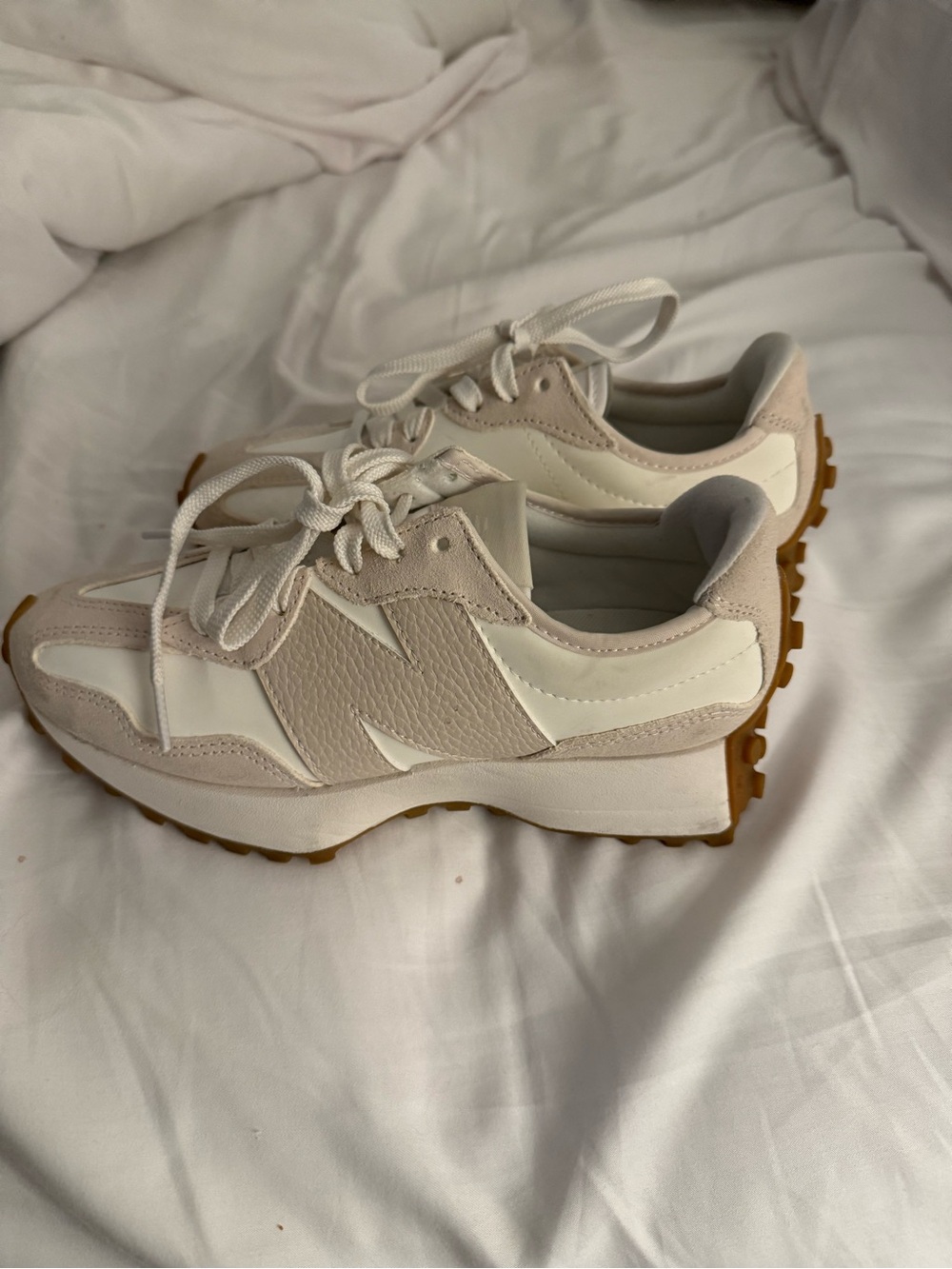 New Balance Women's Platform Sneakers - Cream/White with Gum Sole